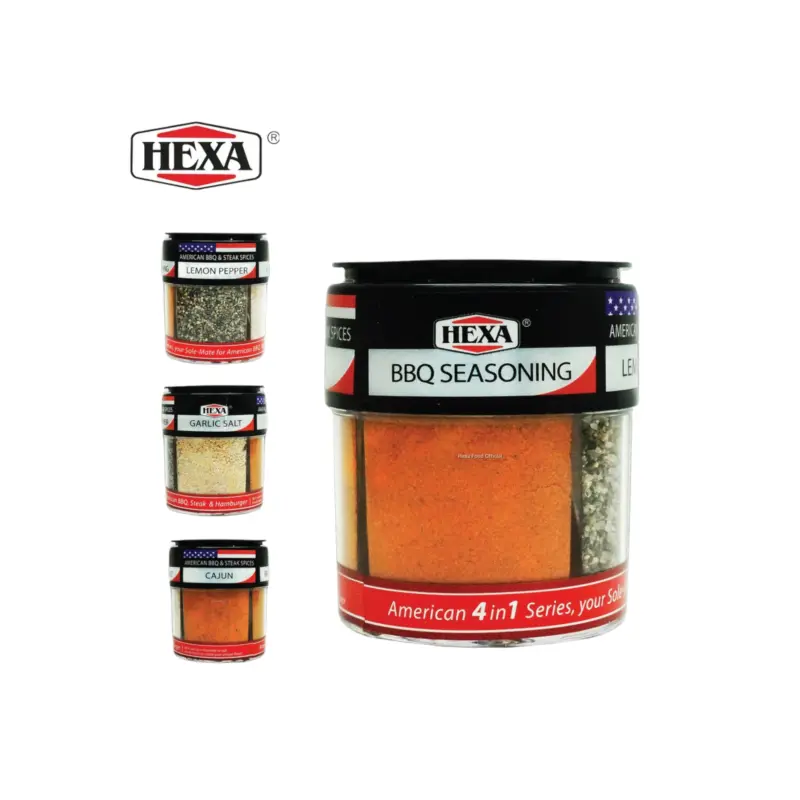 Hexa American Bbq & Steak Spices Lemon Pepper,Garlic Salt, CAjun,Bbq Seasoning 85g
