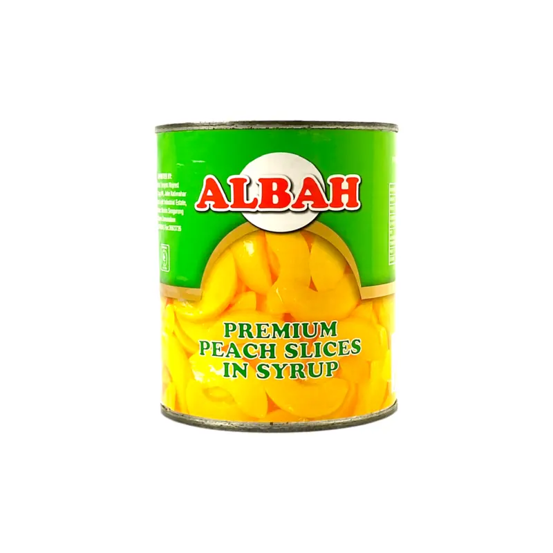 Albah Premium Peach Slices In Syrup Juice Tin 825g