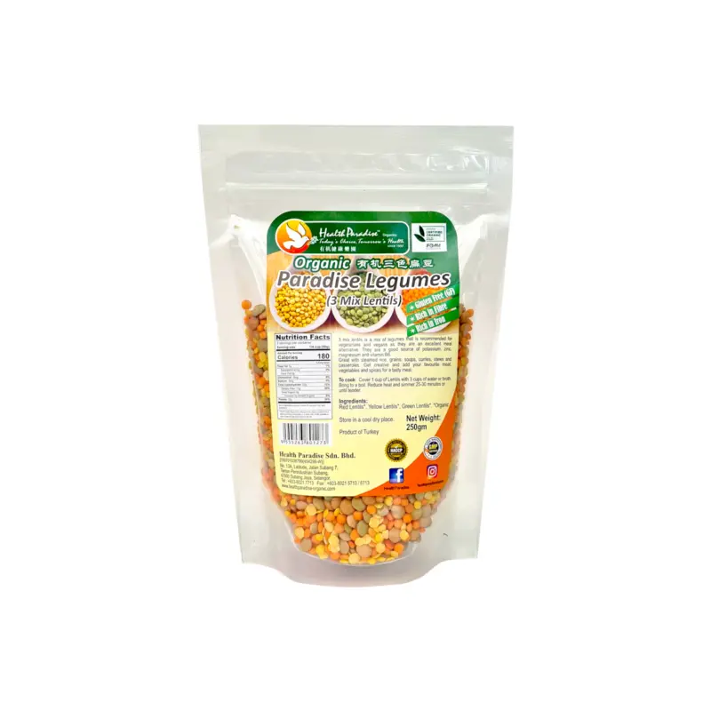Health Paradise Organic Paradise Legumes ( 3 Mixed Lentils ) 250gm