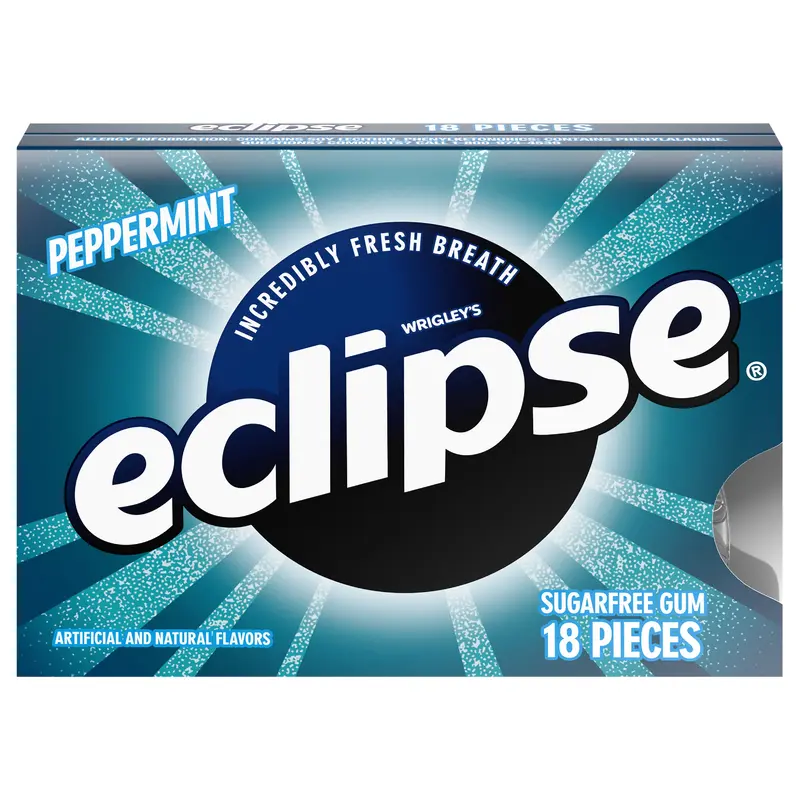 ECLIPSE Peppermint Sugar Free Chewing Gum, Single Pack, 18 Piece