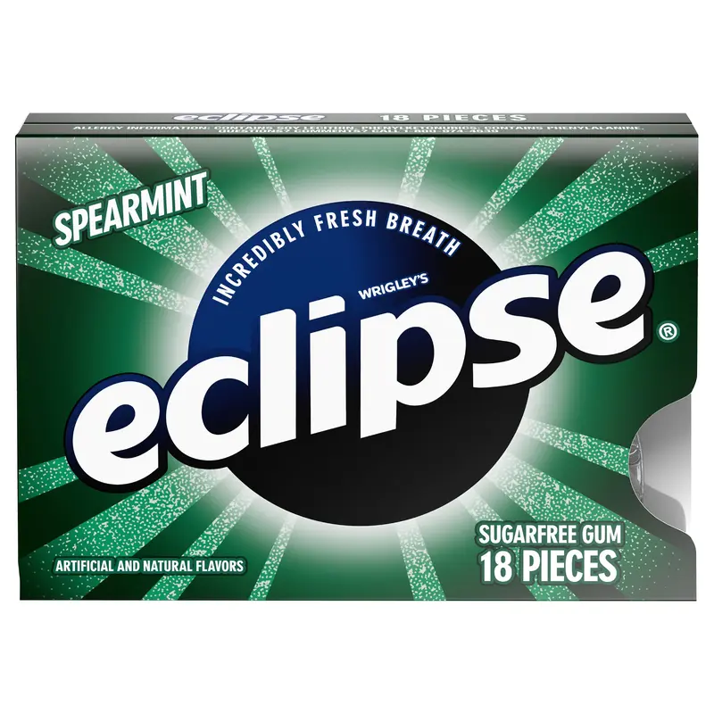 ECLIPSE Spearmint Sugar Free Chewing Gum, Single Pack, 18 Piece