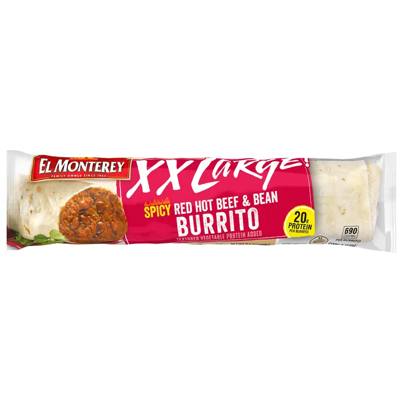 El Monterey XX Large Spicy Red Hot Beef & Bean Burritos, 9.5 oz