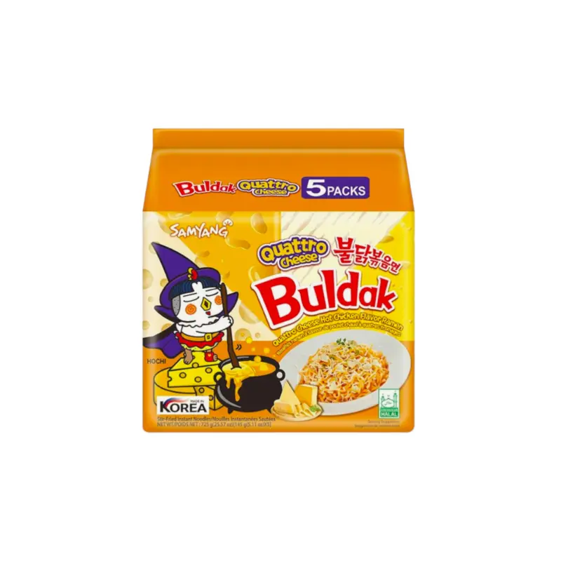 Samyang Buldak Quattro Cheese Hot Chicken Ramen Flavor Noodle 5Packx145g