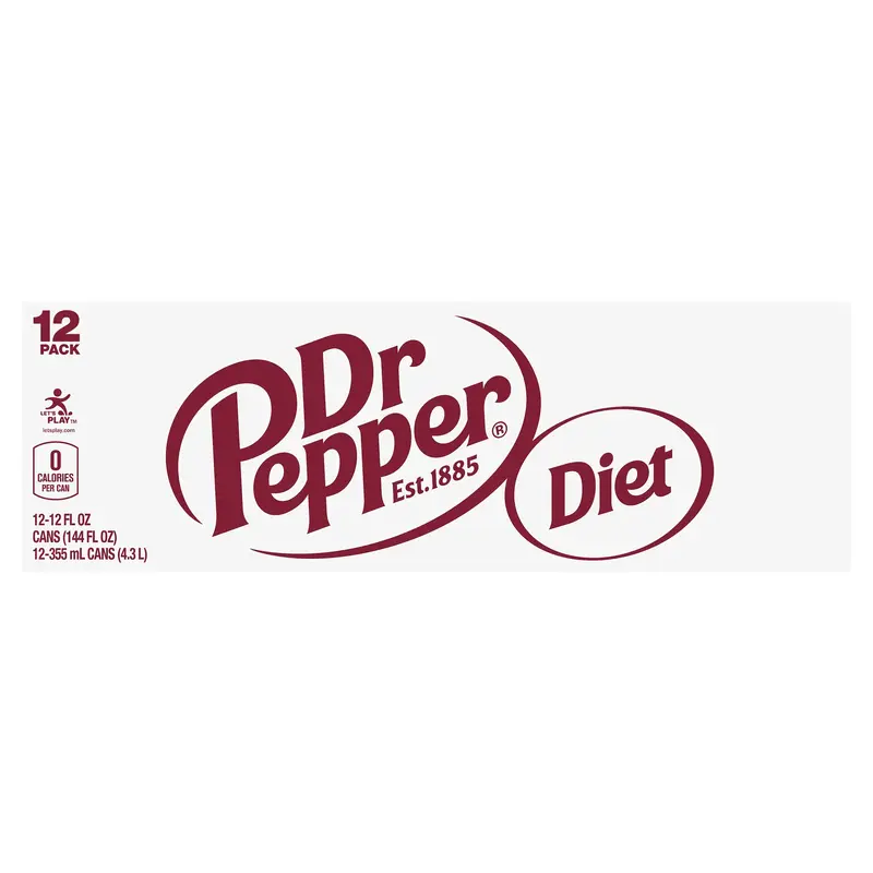 Diet Dr Pepper Soda, 12 fl oz cans, 12 pack