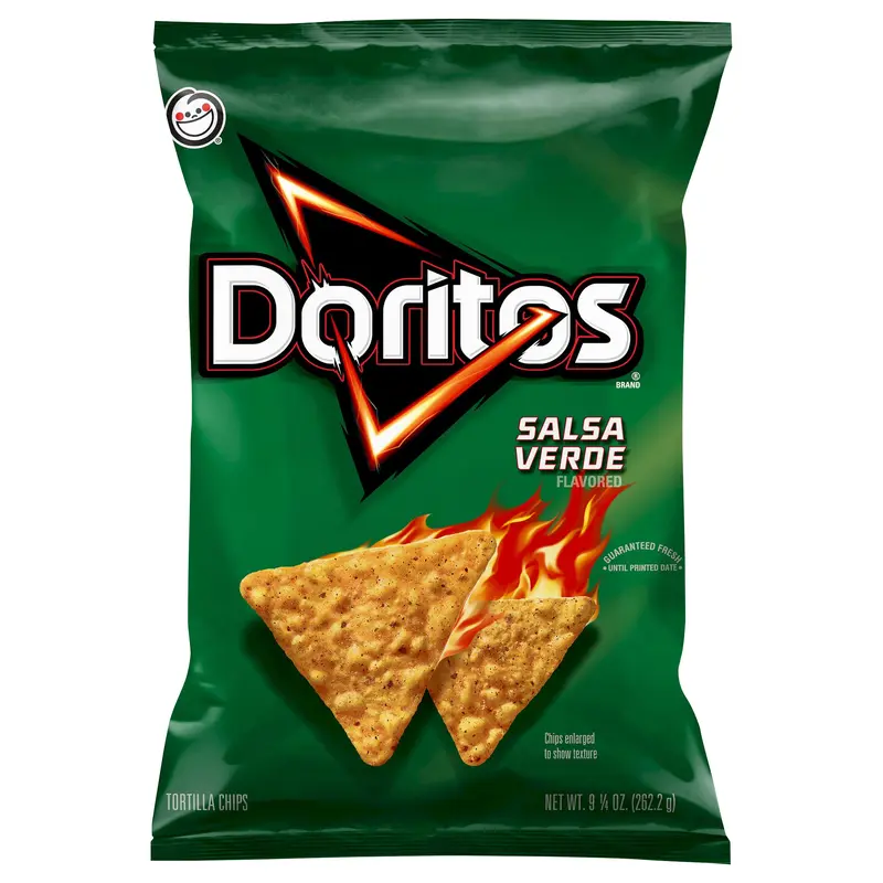 Doritos Tortilla Chips Salsa Verde Flavored 9 1/4 Oz