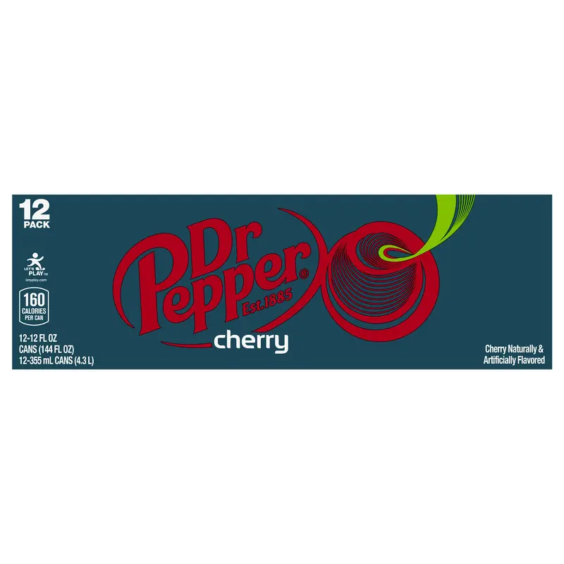 Dr Pepper Cherry Soda, 12 fl oz cans, 12 pack
