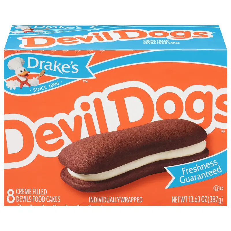 Drake's Devil Dogs Creme Filled Devils Food Cakes 8 ea