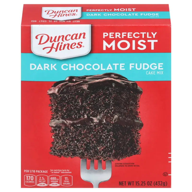 Duncan Hines Perfectly Moist Dark Chocolate Fudge Cake Mix, 15.25 OZ