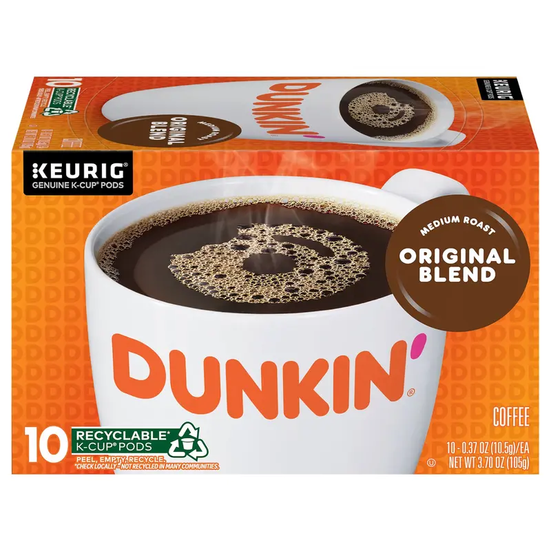 Dunkin' Original Blend Coffee, Medium Roast, Keurig K-Cup Pods, 10 Count Box
