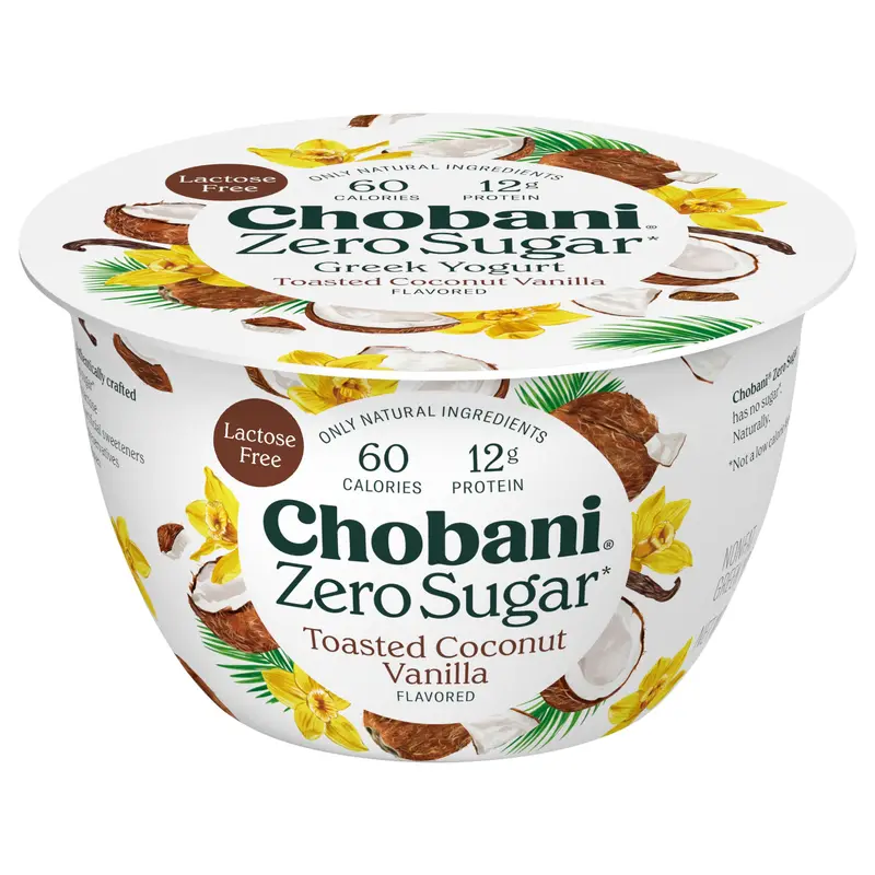 Chobani Nonfat Zero Sugar Greek Toasted Coconut Vanilla Flavored Yogurt 5.3 oz