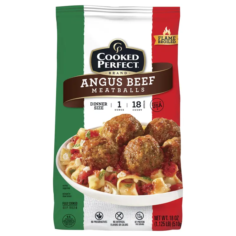 Cooked Perfect Angus Beef Meatballs Dinner Size 18 oz