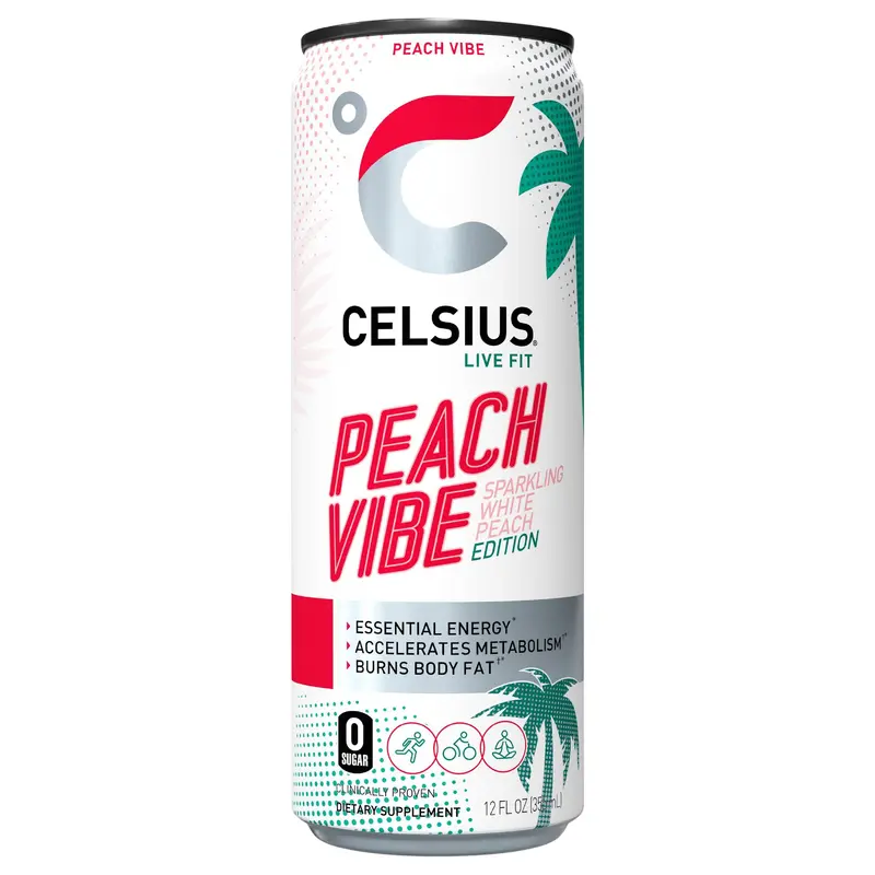 Celsius Energy Drink Sparkling Peach Vibe 12 Fl Oz