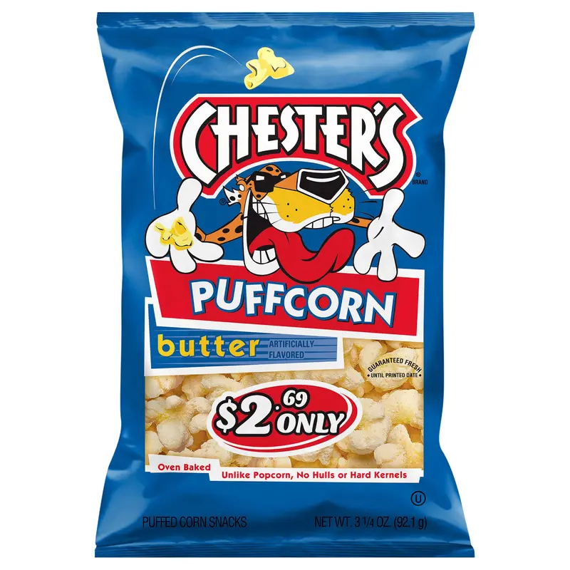 Chester's Puffed Corn Snacks Butter Artificially Flavored 3 1/4 Oz