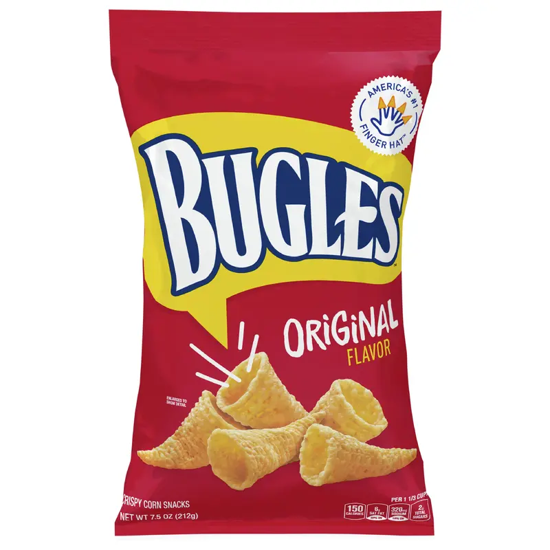 Bugles Crispy Corn Snacks, Original Flavor, Snack Bag, 7.5 oz