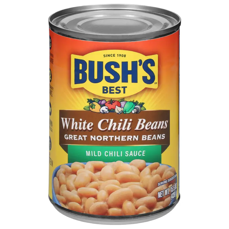 Bush's Best Great Northern Beans Mild Chili Sauce White Chili Beans 15.5 oz