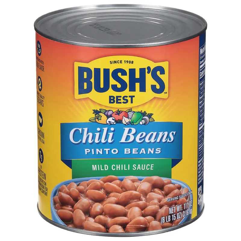 Bush's Best Mild Chili Sauce Chili Pinto Beans 111 oz