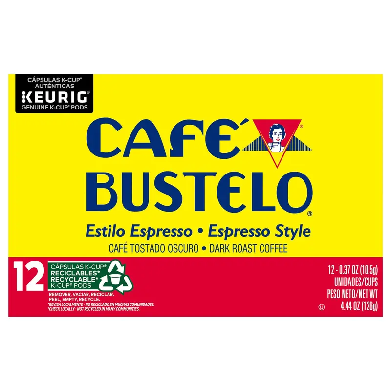 Caf Bustelo Espresso Style, Dark Roast Coffee, Keurig K-Cup Pods for Keurig K-Cup Pods, 12 Count Box