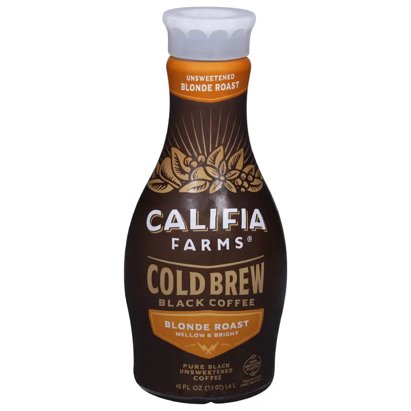Califia Farms Blonde Roast Cold Brew Unsweetened Black Coffee 48 fl oz