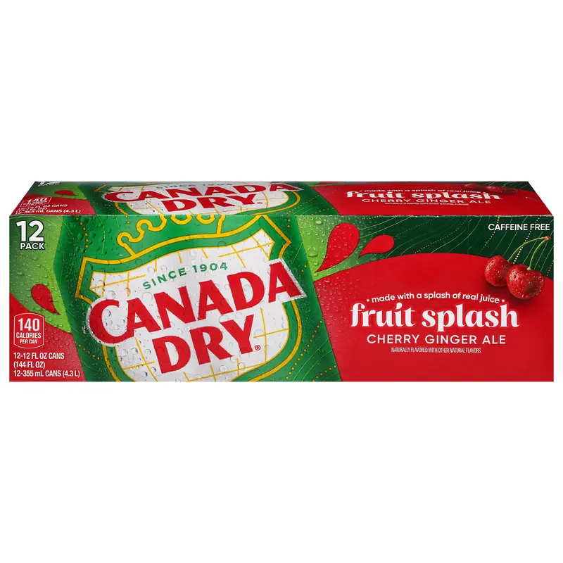 Canada Dry Caffeine Free Cherry Ginger Ale Fruit Splash 12 - 12 fl oz Cans