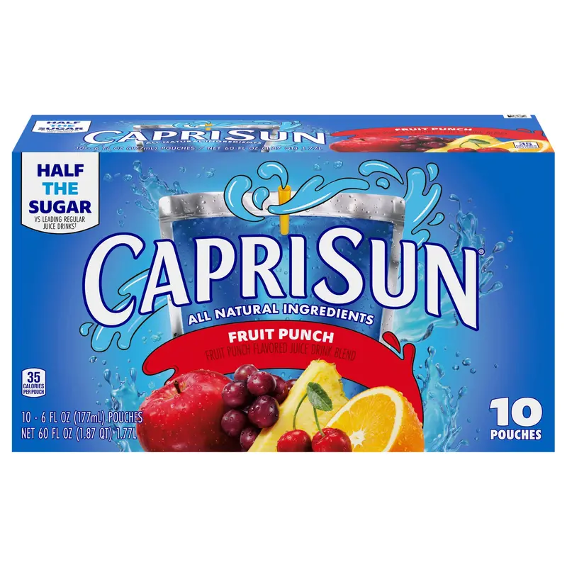 Capri Sun Fruit Punch Flavored with other natural flavor Juice Drink Blend, 10 ct Box, 6 fl oz Pouches