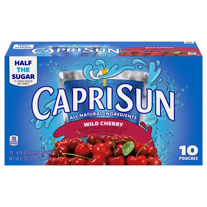 Capri Sun Wild Cherry Flavored with other natural flavor Juice Drink Blend, 10 ct Box, 6 fl oz Pouches