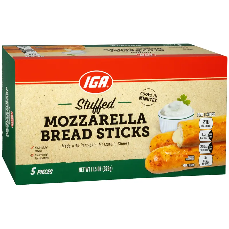 BREAD STICKS MOZZARELLA STUFFED 5 CT BOX FRZ 11.5 OZ
