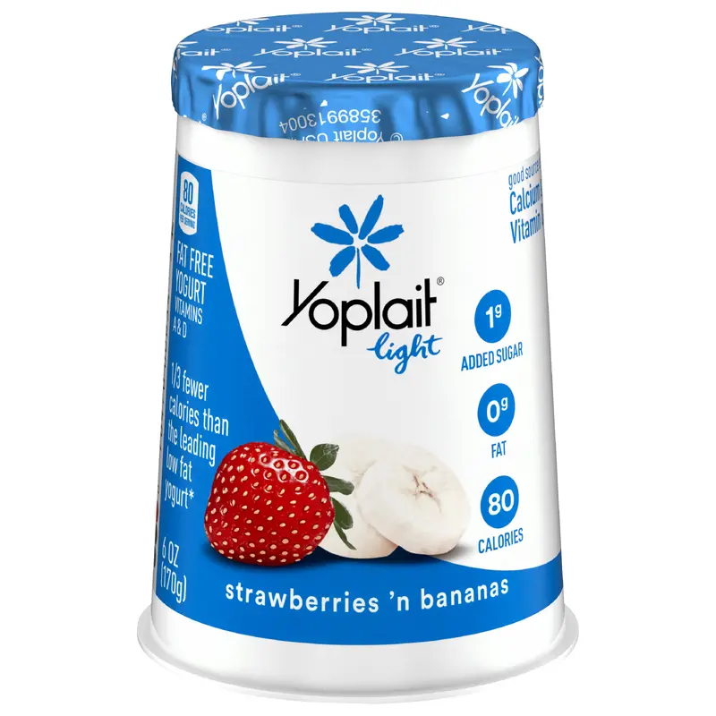 Yoplait Light Strawberries & Bananas Fat Free Yogurt, 6 OZ Yogurt Cup