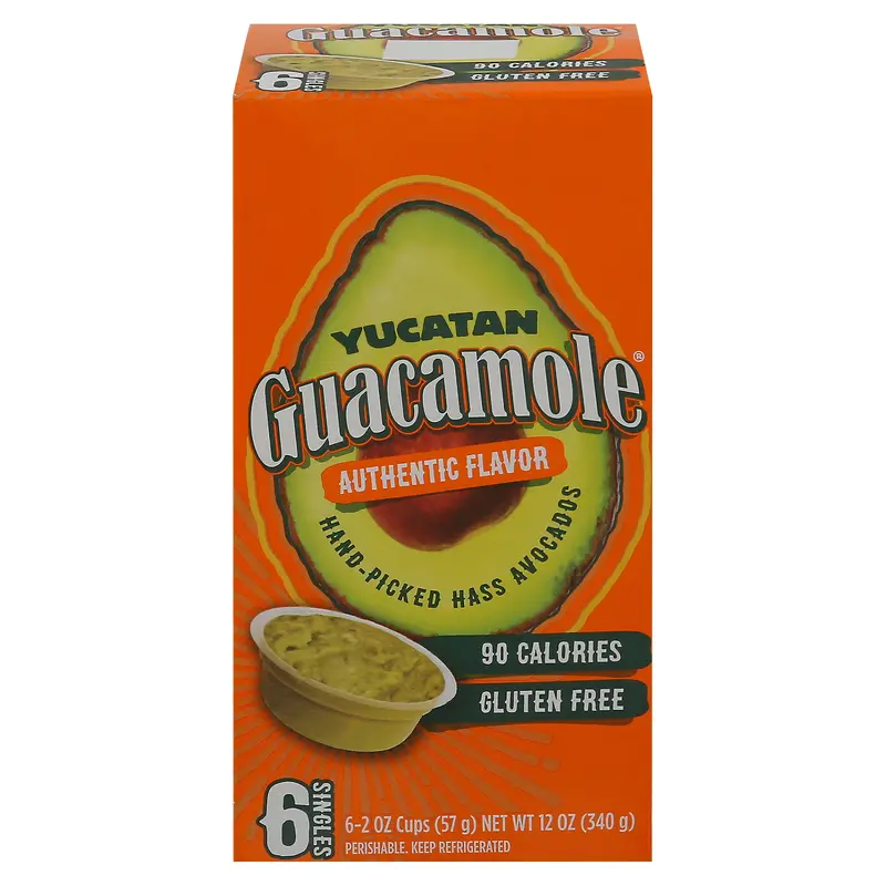 Yucatan Guacamole Singles Authentic Flavor Guacamole 6 - 2 oz Cups