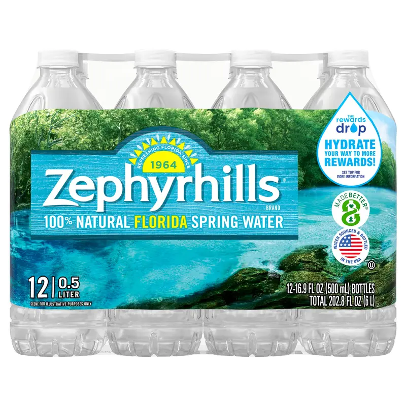 ZEPHYRHILLS Brand 100% Natural Spring Water, 16.9-ounce plastic bottles (Pack of 12)