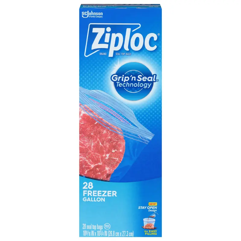 Ziploc Gallon Freezer Seal Top Bags 28 ea