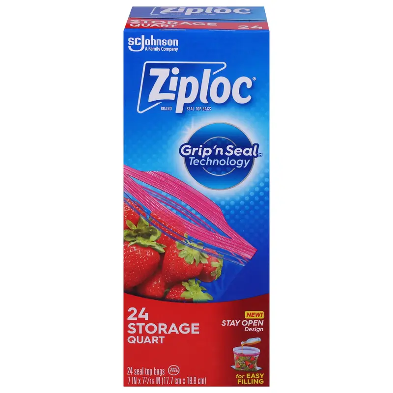 Ziploc Quart Storage Seal Top Bags 24 ea