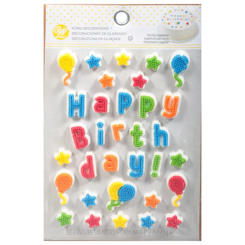 Wilton Happy Birthday! Icing Decorations 0.8 oz