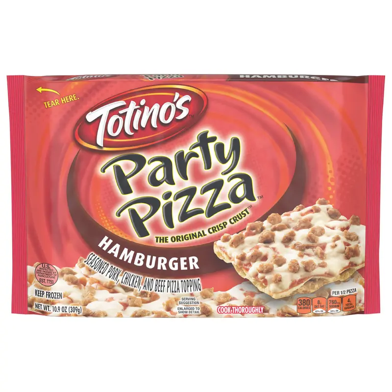 Totino's Party Pizza, Hamburger, Frozen Snacks, 2 Servings, 1 ct