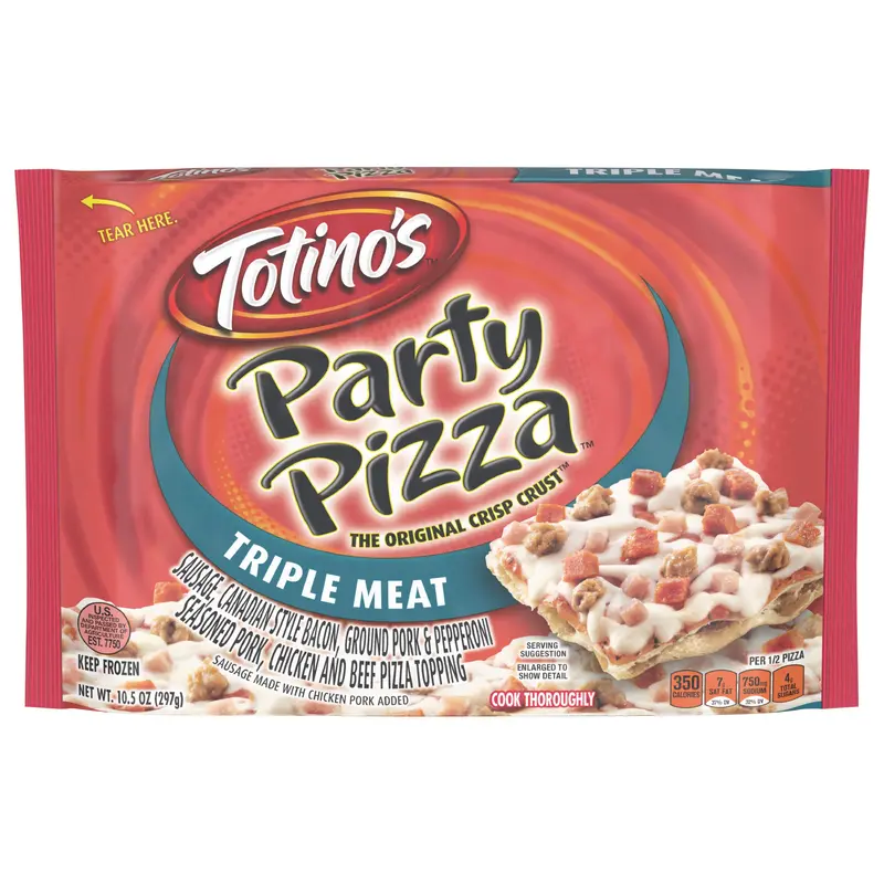 Totino's Party Pizza, Triple Meat, Frozen Snacks, 10.5 oz, 1 ct