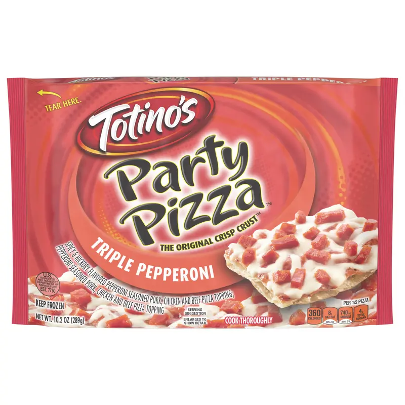 Totino's Party Pizza, Triple Pepperoni Flavored, Frozen Snacks, 1 ct