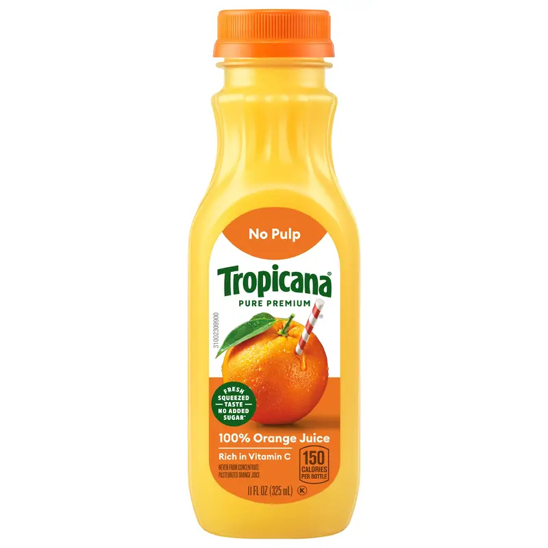 Tropicana Pure Premium 100% Orange Juice Original, No Pulp,Single Serve, 11 fl oz bottle