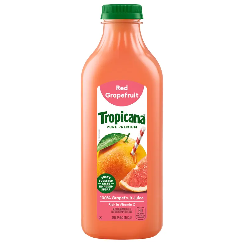 Tropicana Pure Premium 100% Ruby Red Grapefruit Juice, 46 Fl Oz Bottle