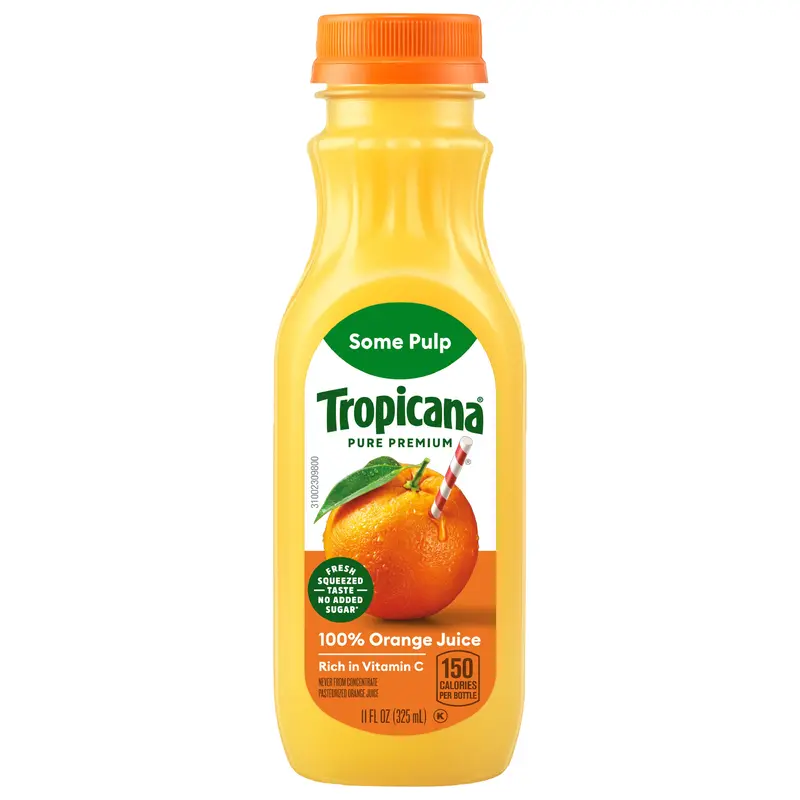 Tropicana Pure Premium Original Some Pulp 100% Orange Juice, 11 Fl Oz Bottle