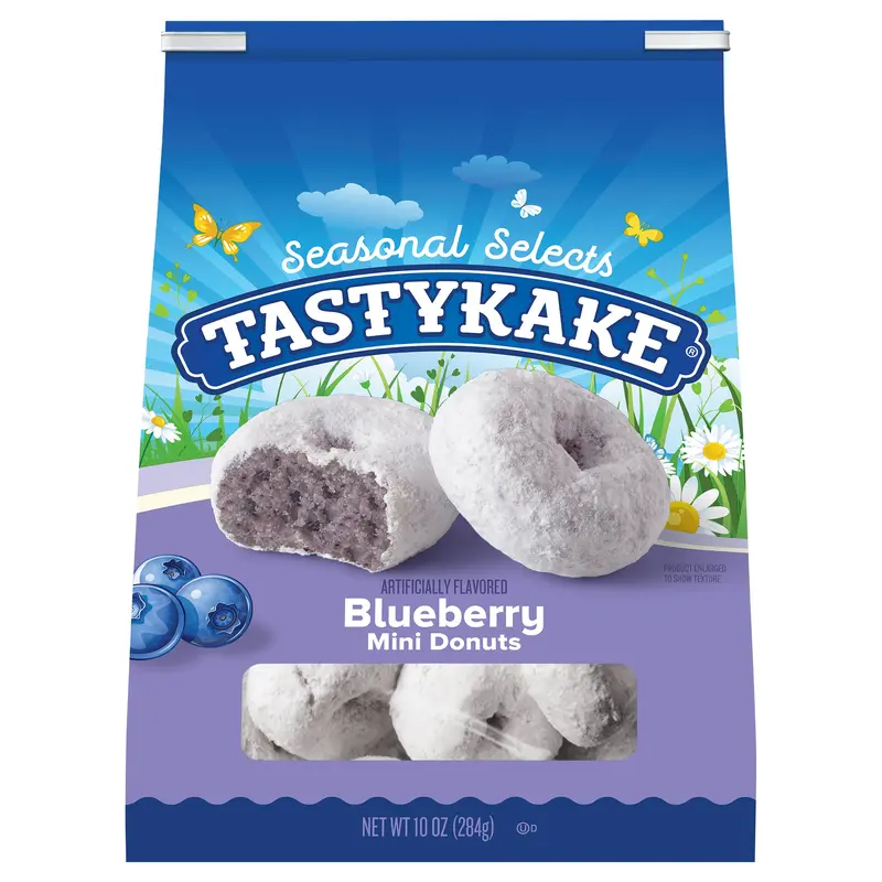 Tastykake Blueberry Mini Donuts, Shareable Blueberry Flavored Powered Donuts, 10 oz Bag