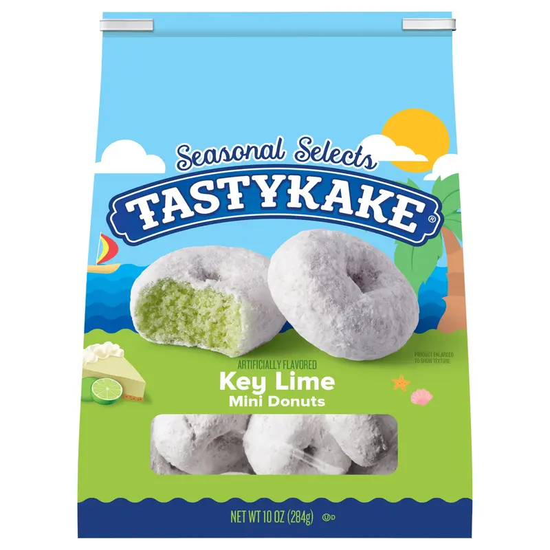 Tastykake Key Lime Mini Donuts, Shareable Key Lime Flavored Powered Donuts, 10 oz Bag