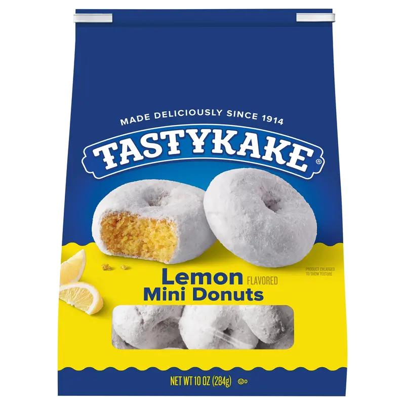 Tastykake Lemon Mini Donuts, Lemon Flavored Powered Donuts, 10 oz Bag