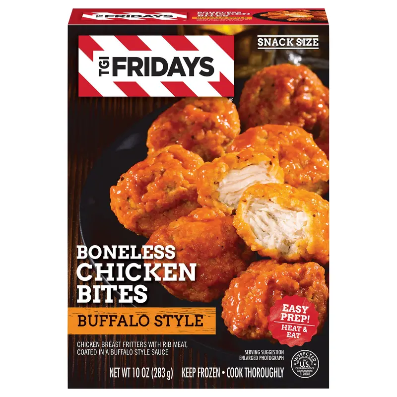 TGI Fridays Frozen Appetizers Buffalo Style Boneless Chicken Bites, 10 oz. Box