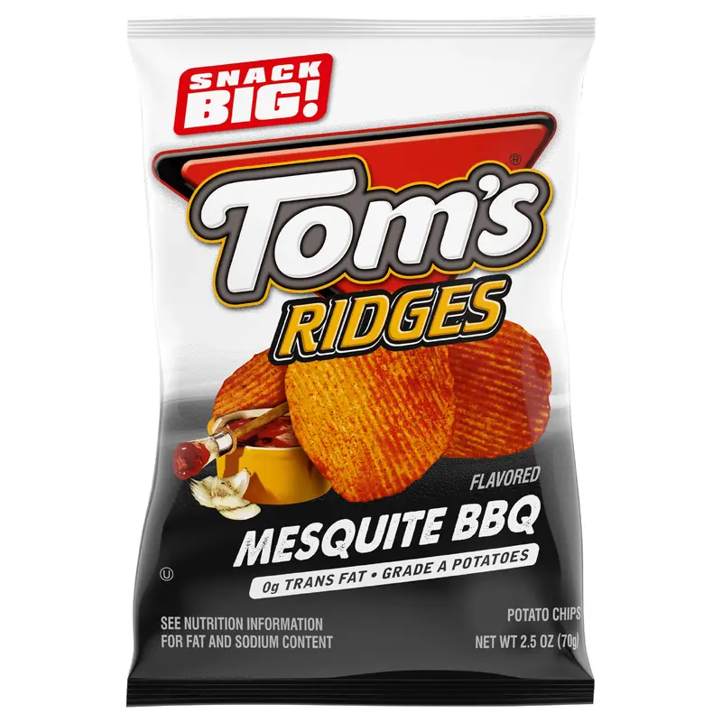 Tom's Ridges Mesquite BBQ Potato Chips 2.5 oz