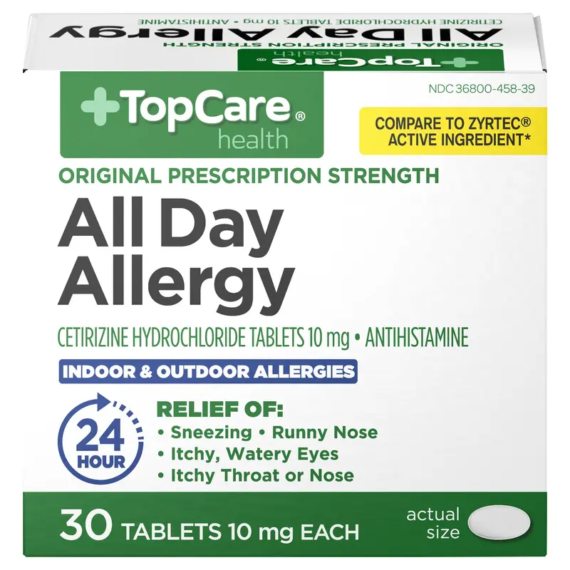 TopCare Health 10 mg Original Prescription Strength All Day Allergy 30 Tablets
