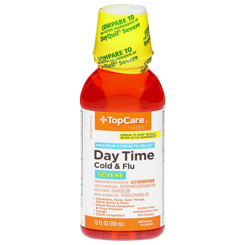 TopCare Health Severe Maximum Strength Relief Day Time Original Flavor Cold & Flu 12 fl oz