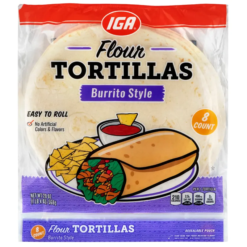 TORTILLAS FLOUR BURRITO STYLE 8 CT 20 OZ