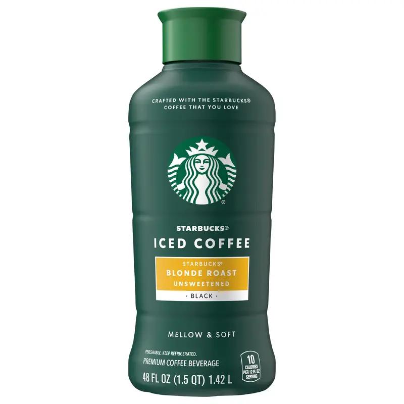 Starbucks Blonde Roast Unsweetened Black Iced Bottled Coffee Drink, 48 Fl Oz