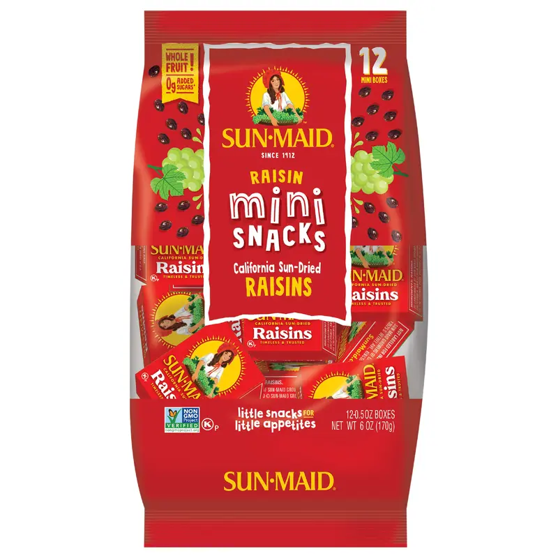 Sun-Maid Mini-Snacks California Sun-Dried Raisins 12-Count Bag/.5oz Cartons
