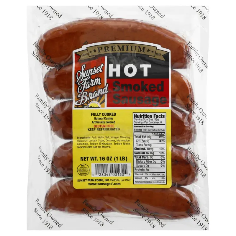 Sunset Farm Brand Hot Smoked Sausage 16 oz
