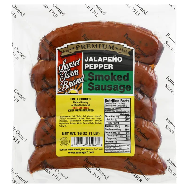 Sunset Farm Brand Jalapeno Pepper Smoked Sausage 16 oz